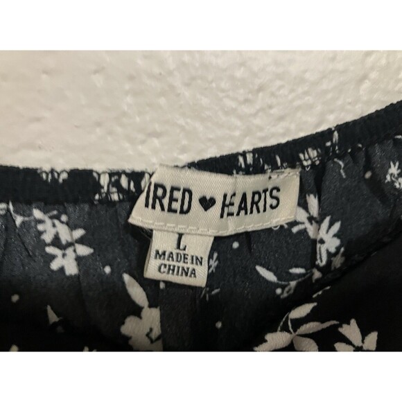 Inspired Hearts Women's Mini Dress Black & White Floral, Long Sleeves, Ruffled L - Picture 10 of 12